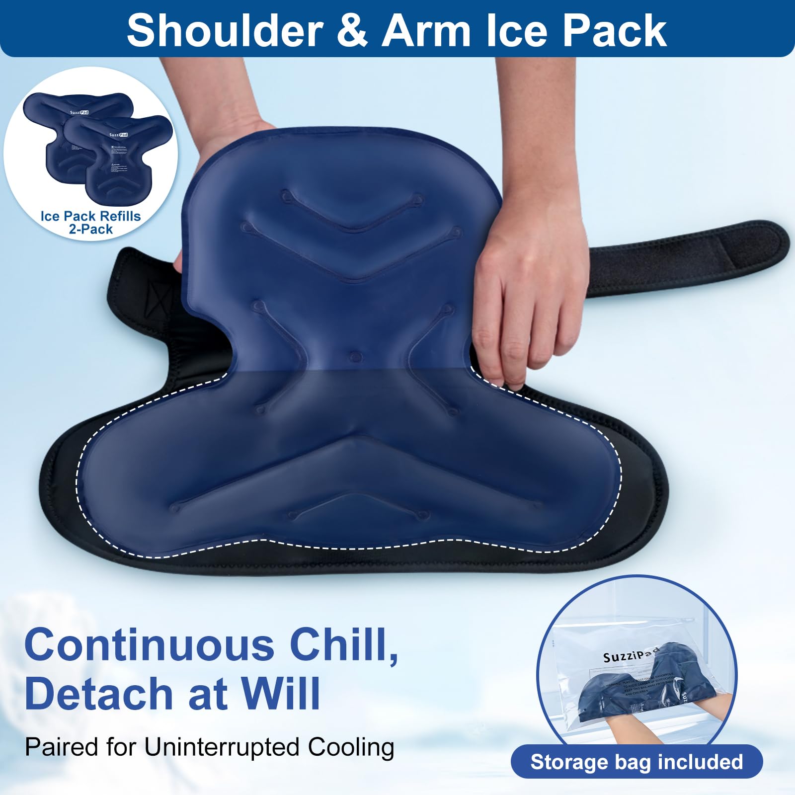 Two sizes ensure a secure, comfortable shoulder wrap.
