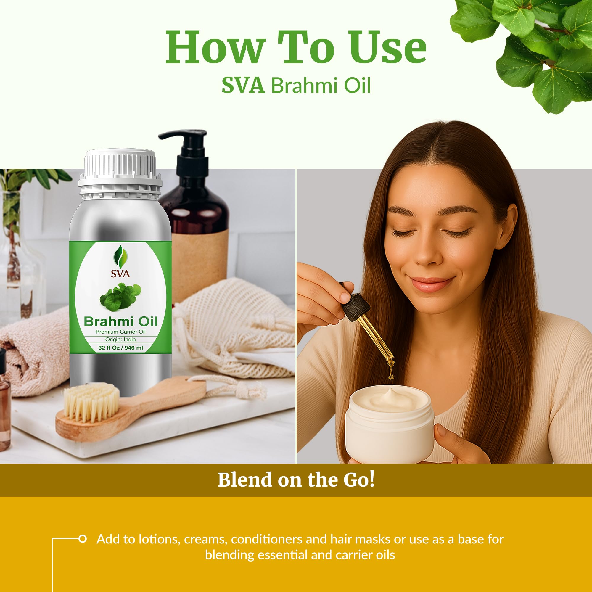 SVA ORGANICS Brahmi Oil body-moisturizer use in daily care.