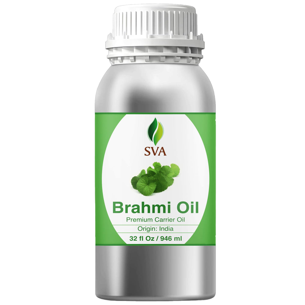 SVA ORGANICS Brahmi Oil bottle ready for scalp and hair care rituals.