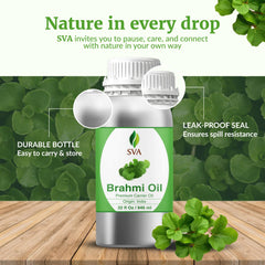 SVA ORGANICS Brahmi Oil packaging canister for long-lasting freshness.