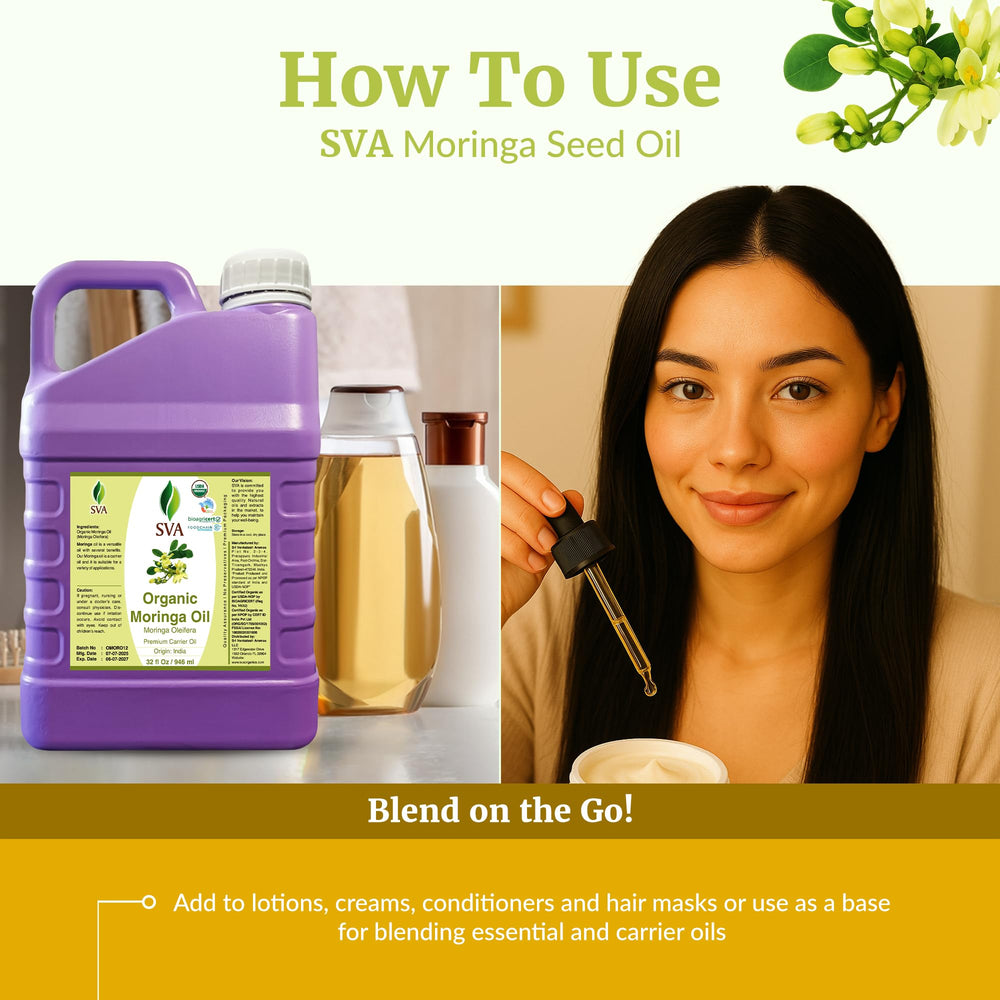 SVA Moringa Oil on the face for natural hydration