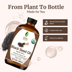 SVA ORGANICS Black Seed Oil mixed with other oils for hair care.