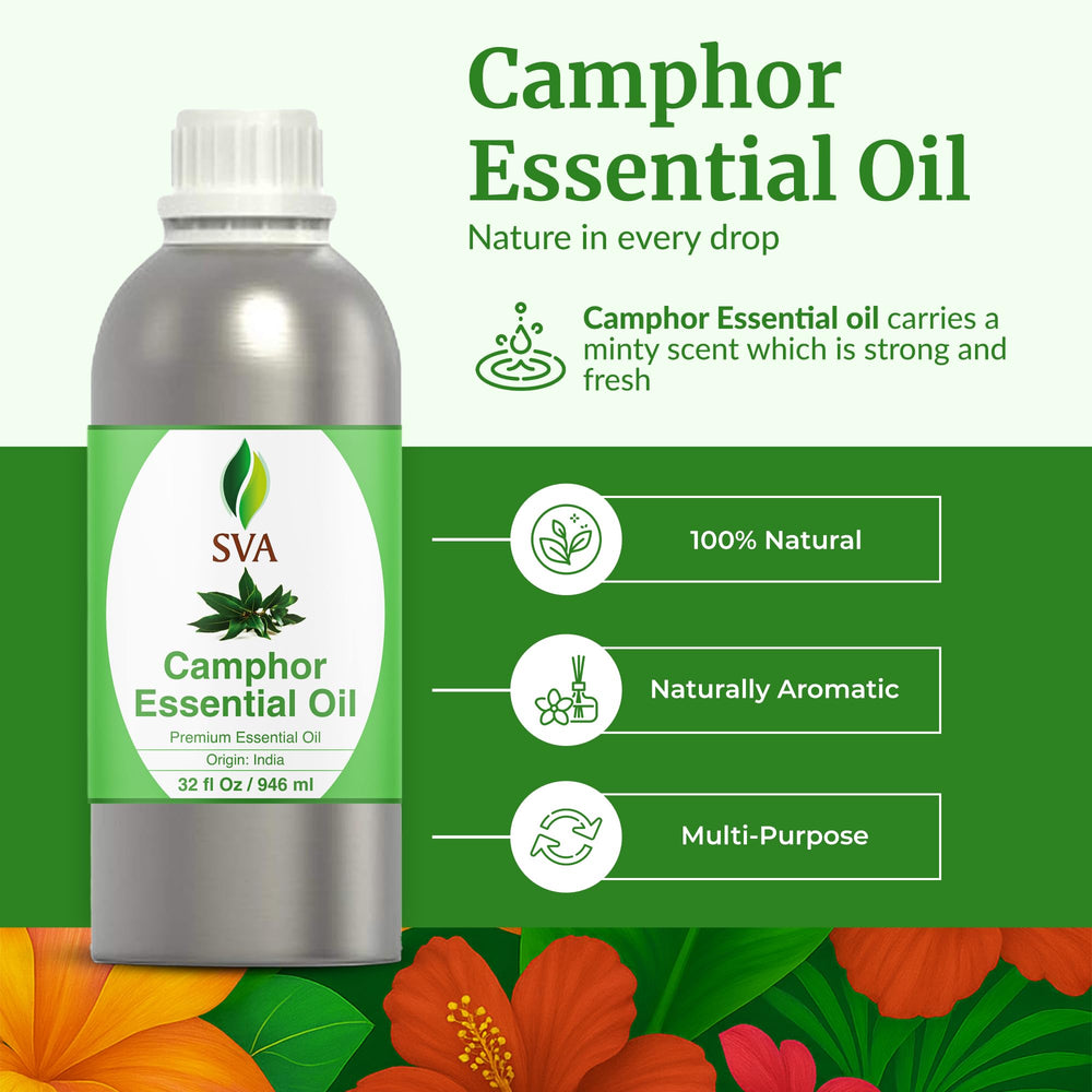 Diffuser-ready camphor oil pour from SVA Organics for aromatherapy