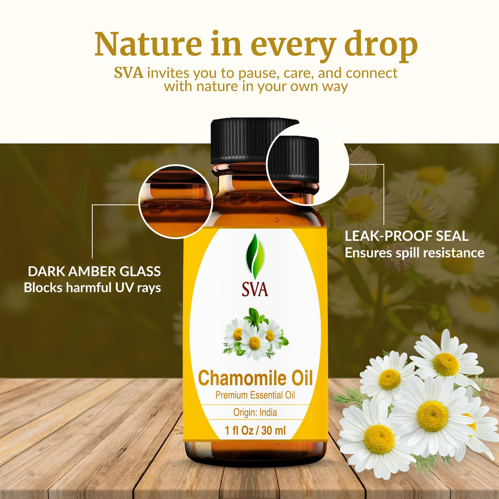 SVA Chamomile Oil packaging with dropper for accurate dosing.