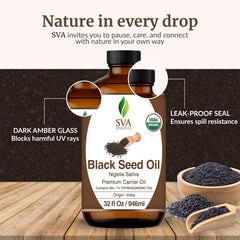 SVA ORGANICS Organic Black Seed Oil pour for easy application.