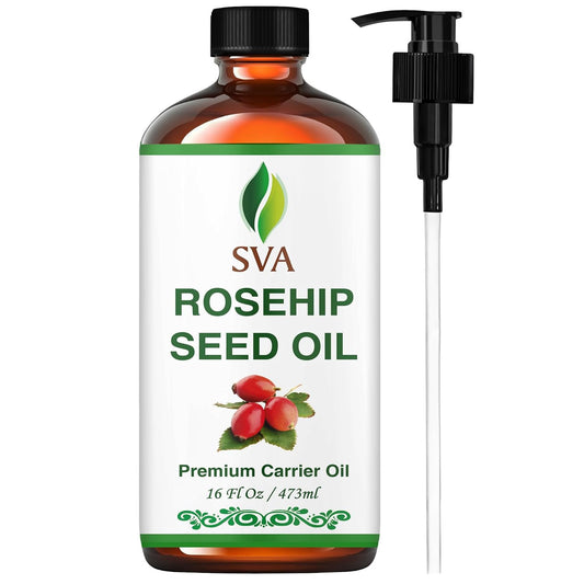 SVA Organics Rosehip Seed Oil bottle 16oz for daily skin hydration