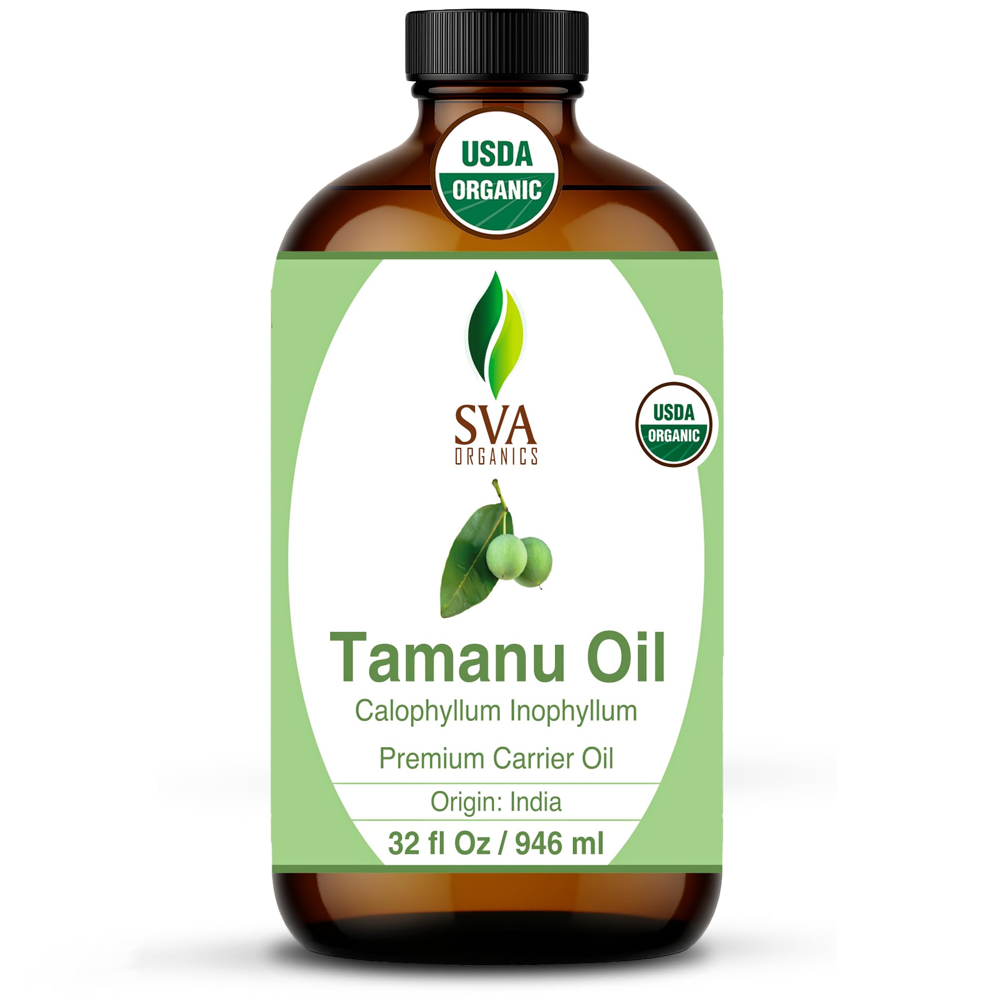 SVA Tamanu oil 32oz bottle ideal for skin and hair care.