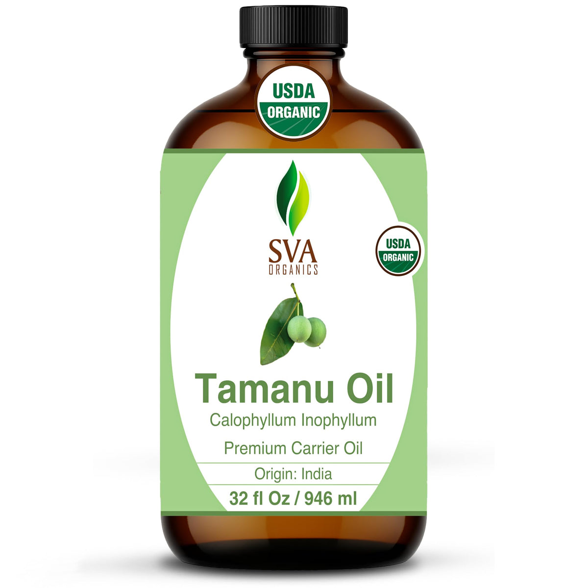 SVA Tamanu oil 32oz bottle ideal for skin and hair care.