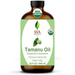 SVA Tamanu oil 32oz bottle ideal for skin and hair care.