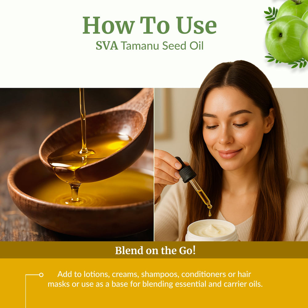 SVA Tamanu oil added to shampoo for smoother hair.