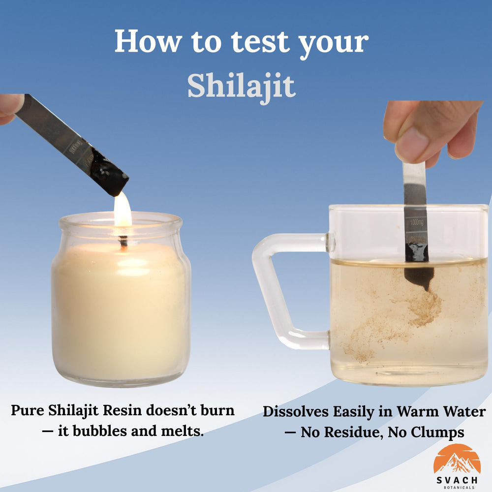 Svach Botanicals Shilajit resin lab-tested badge ensuring safety and quality