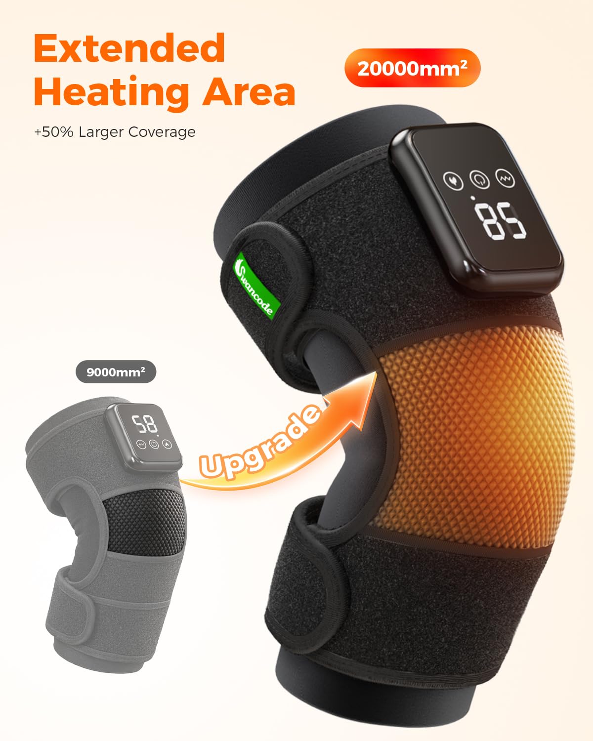 Swancode knee massager with heat and vibration for tired knees.