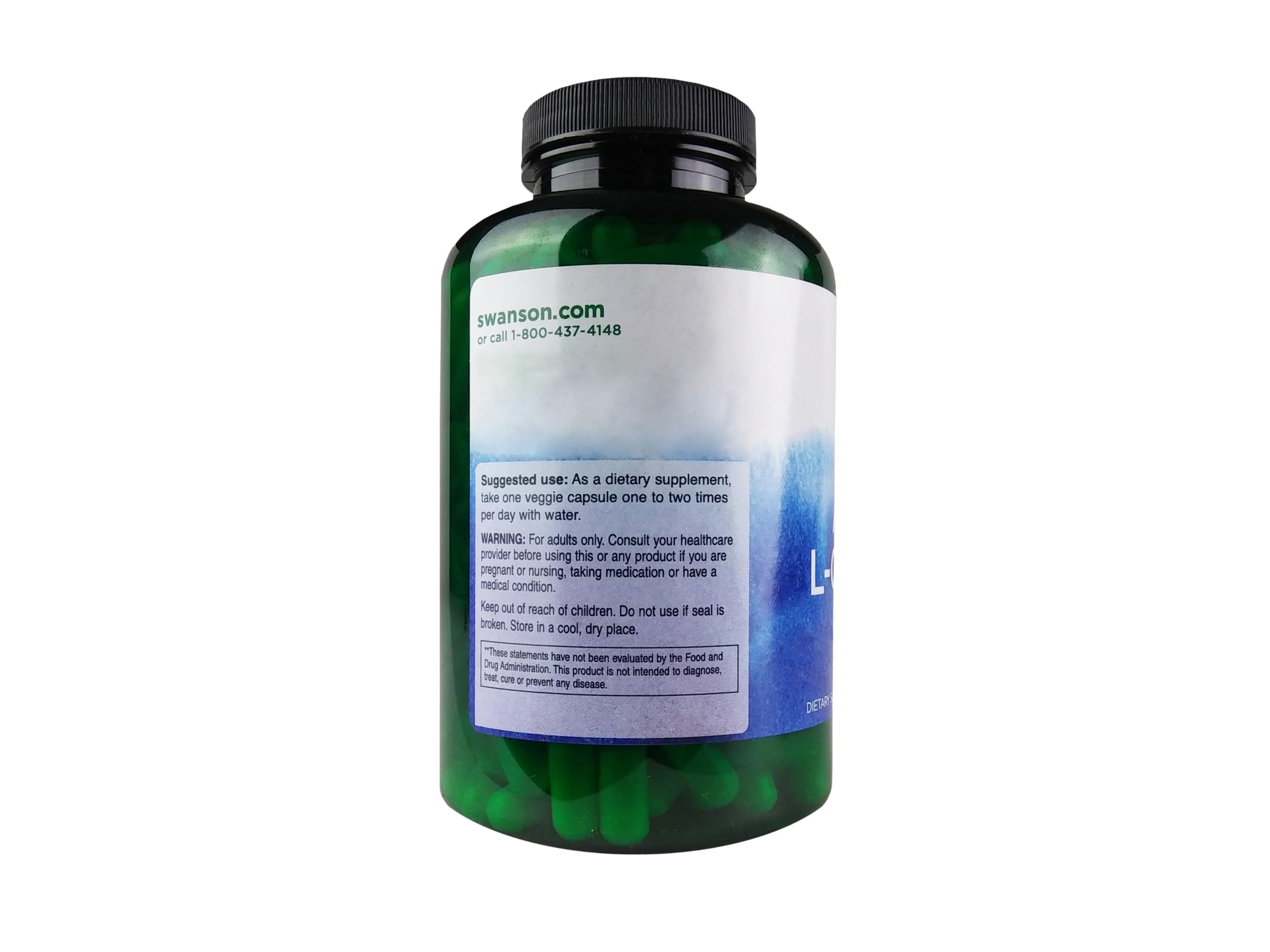 Swanson Acetyl L-Carnitine label detail emphasizing science-backed formulation.
