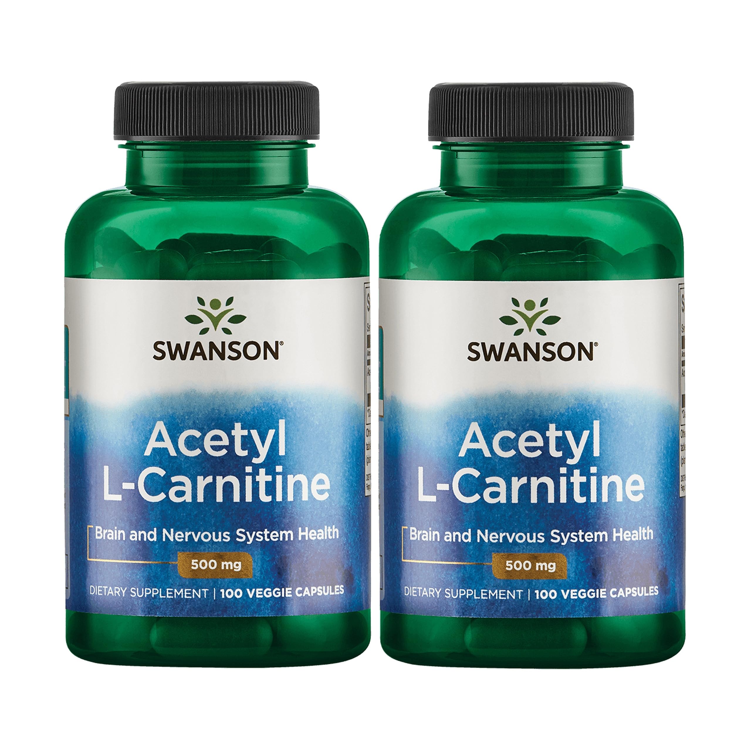 Swanson Acetyl-L-Carnitine capsule close-up, supports cognitive function and daily focus