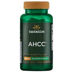 Swanson AHCC bottle with capsules for immune support and daily wellness