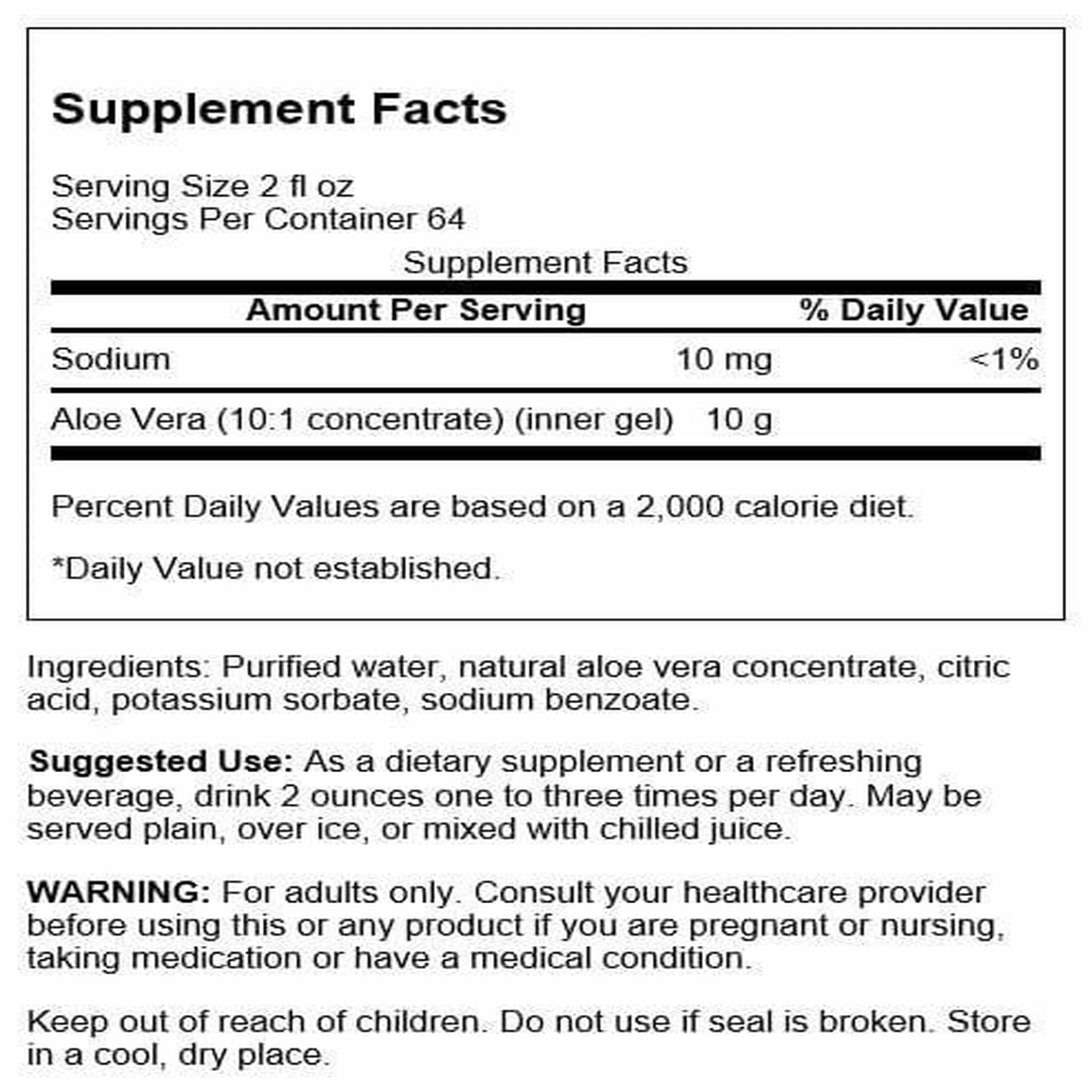 Close-up of Aloe Vera liquid pour from Swanson bottle