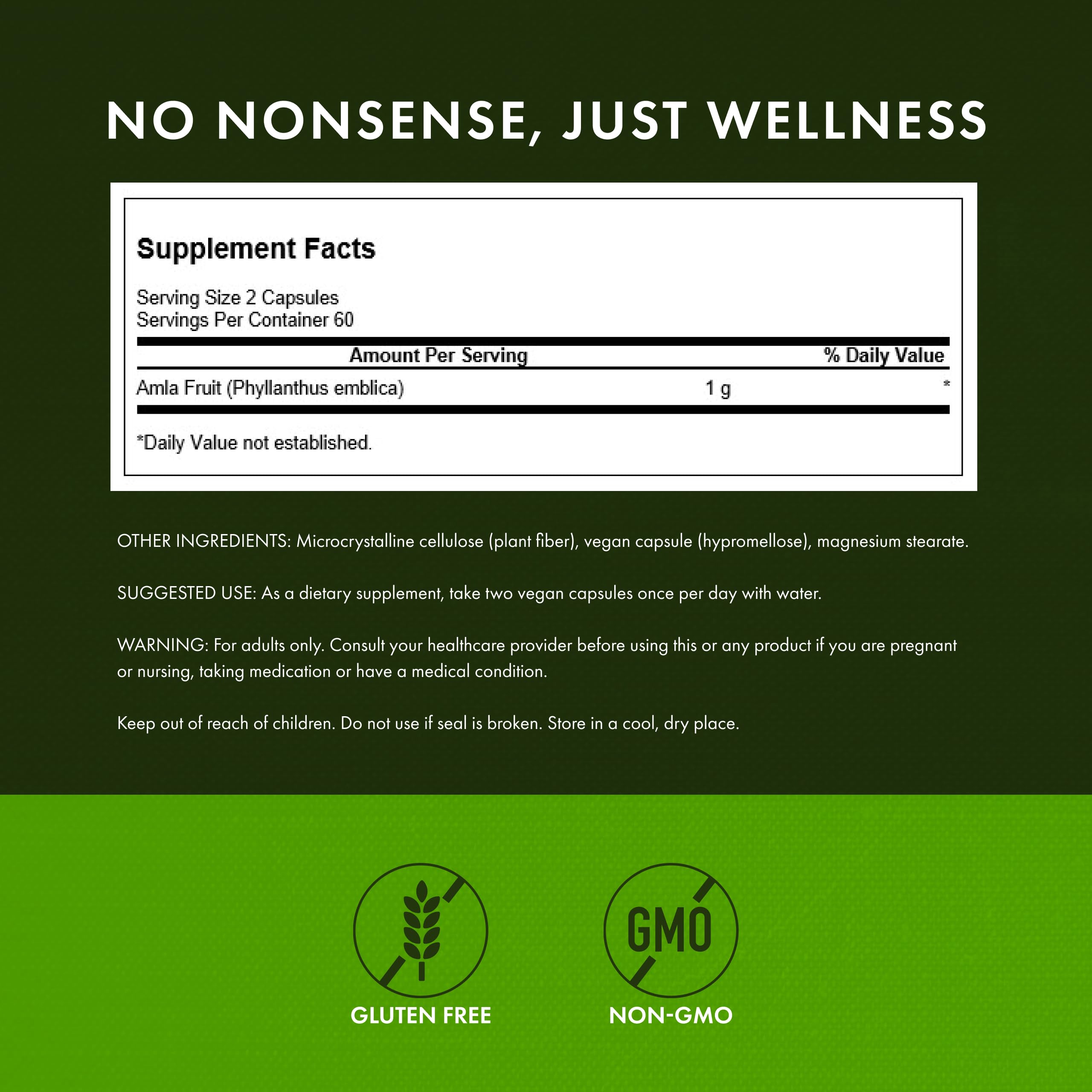 Front label view of Swanson Amla full spectrum packaging.