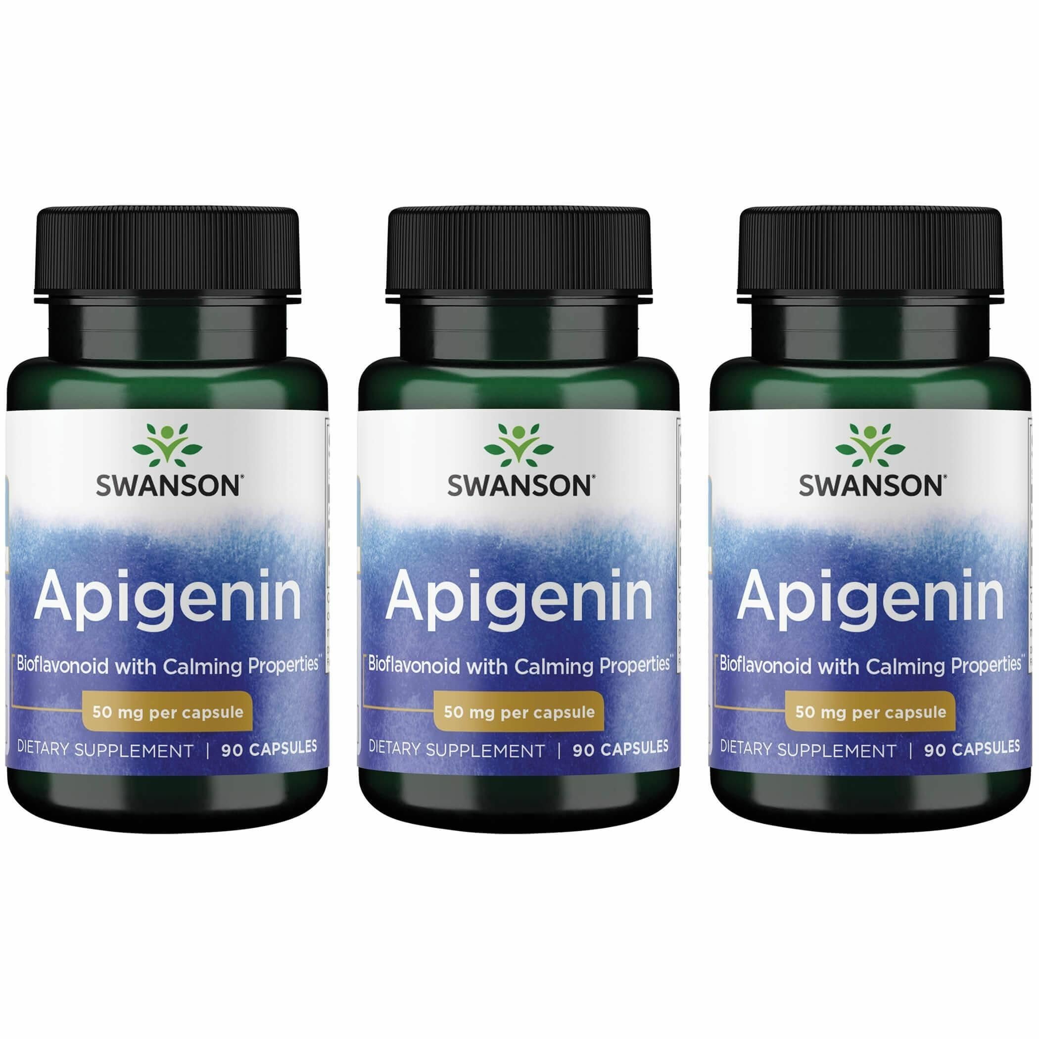 Swanson Apigenin bottle pour close-up showing capsule scene and rest-promoting setup