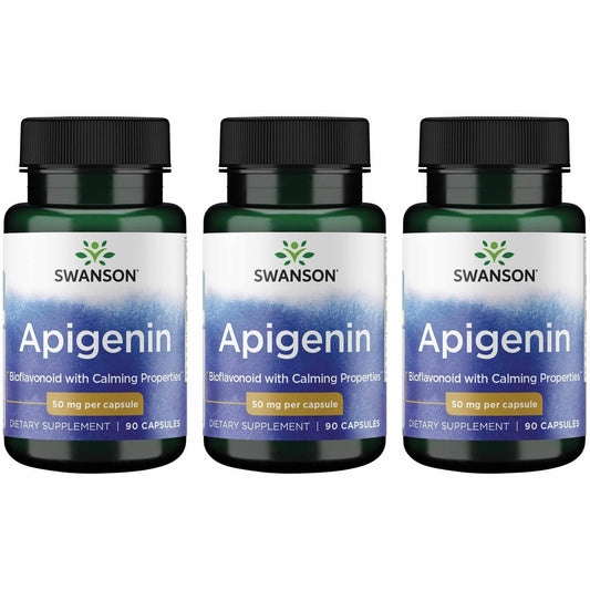 Swanson Apigenin bottle pour close-up showing capsule scene and rest-promoting setup