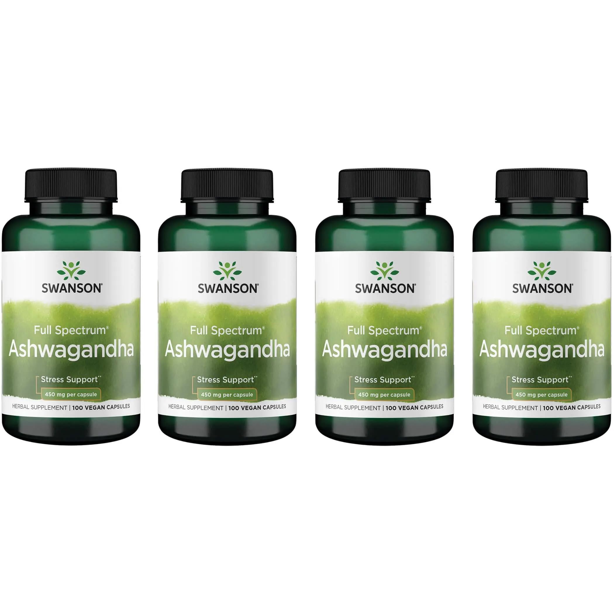 Swanson Ashwagandha powder bottle front for daily wellness support.