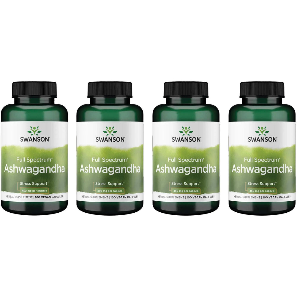 Swanson Ashwagandha powder bottle front for daily wellness support.