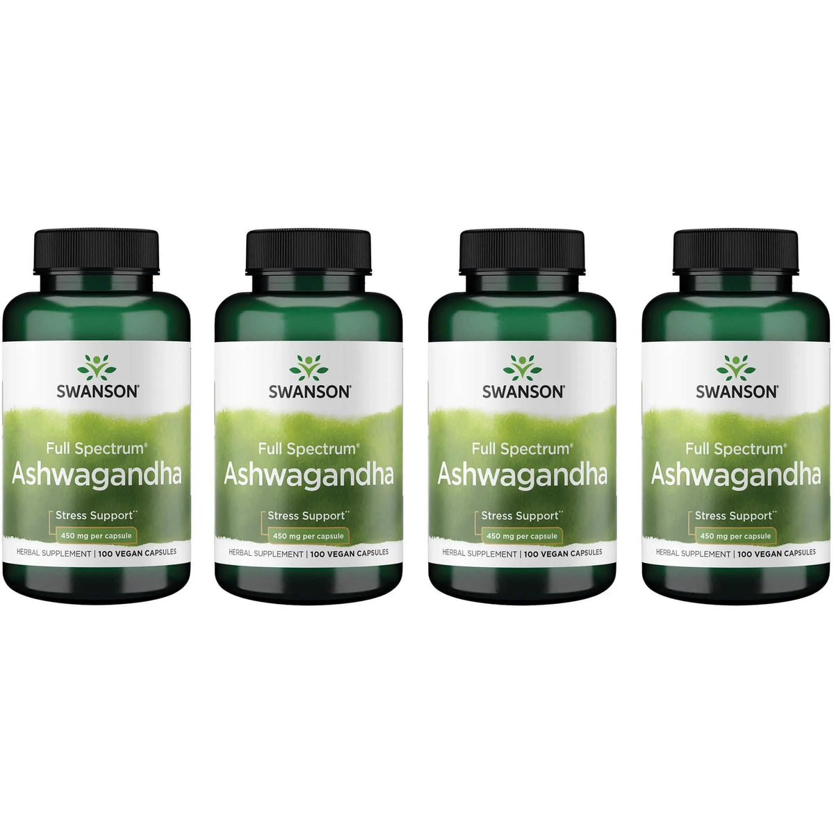 Swanson Ashwagandha powder bottle front for daily wellness support.