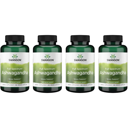 Swanson Ashwagandha powder bottle front for daily wellness support.