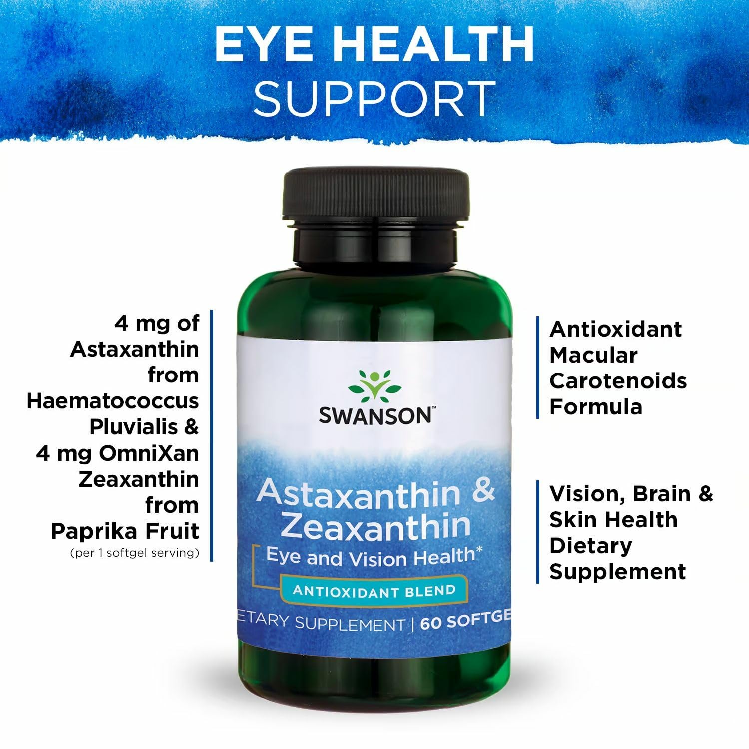 Swanson Astaxanthin and Zeaxanthin skin health visual suggesting antioxidant protection