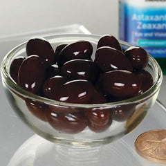 Swanson Astaxanthin and Zeaxanthin softgels closeup for easy daily supplementation