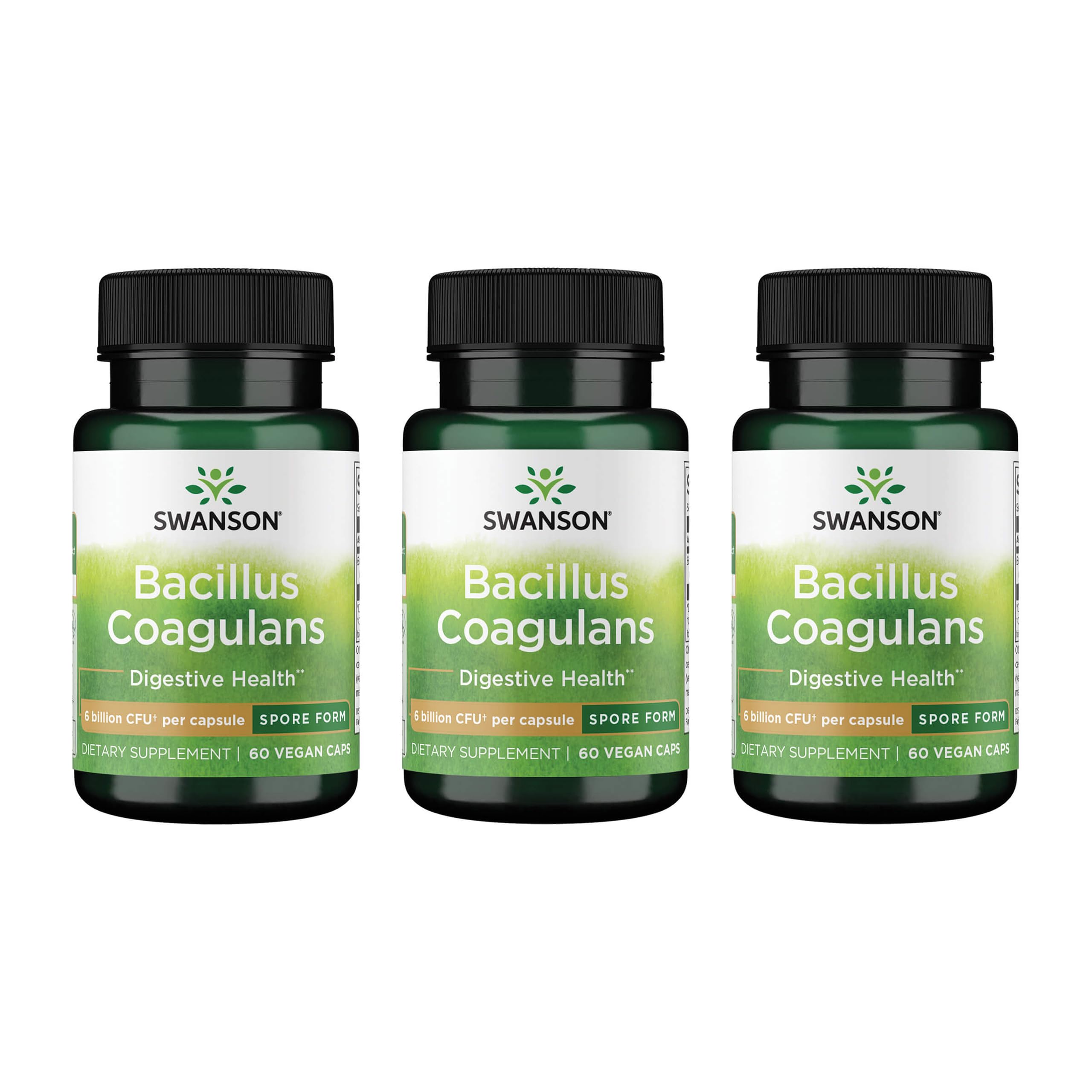 Swanson Bacillus Coagulans bottle with pour supports gut health.