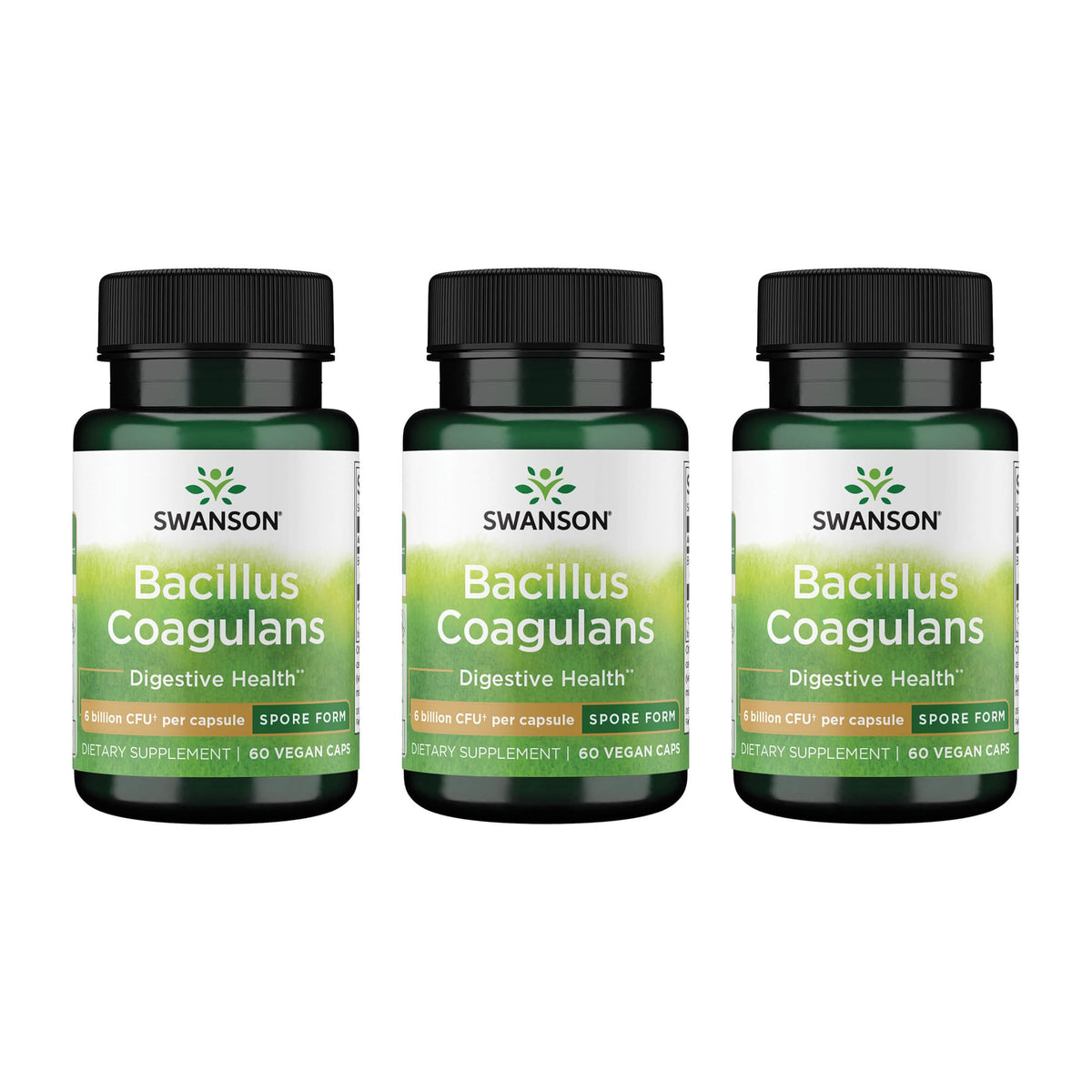 Swanson Bacillus Coagulans bottle with pour supports gut health.