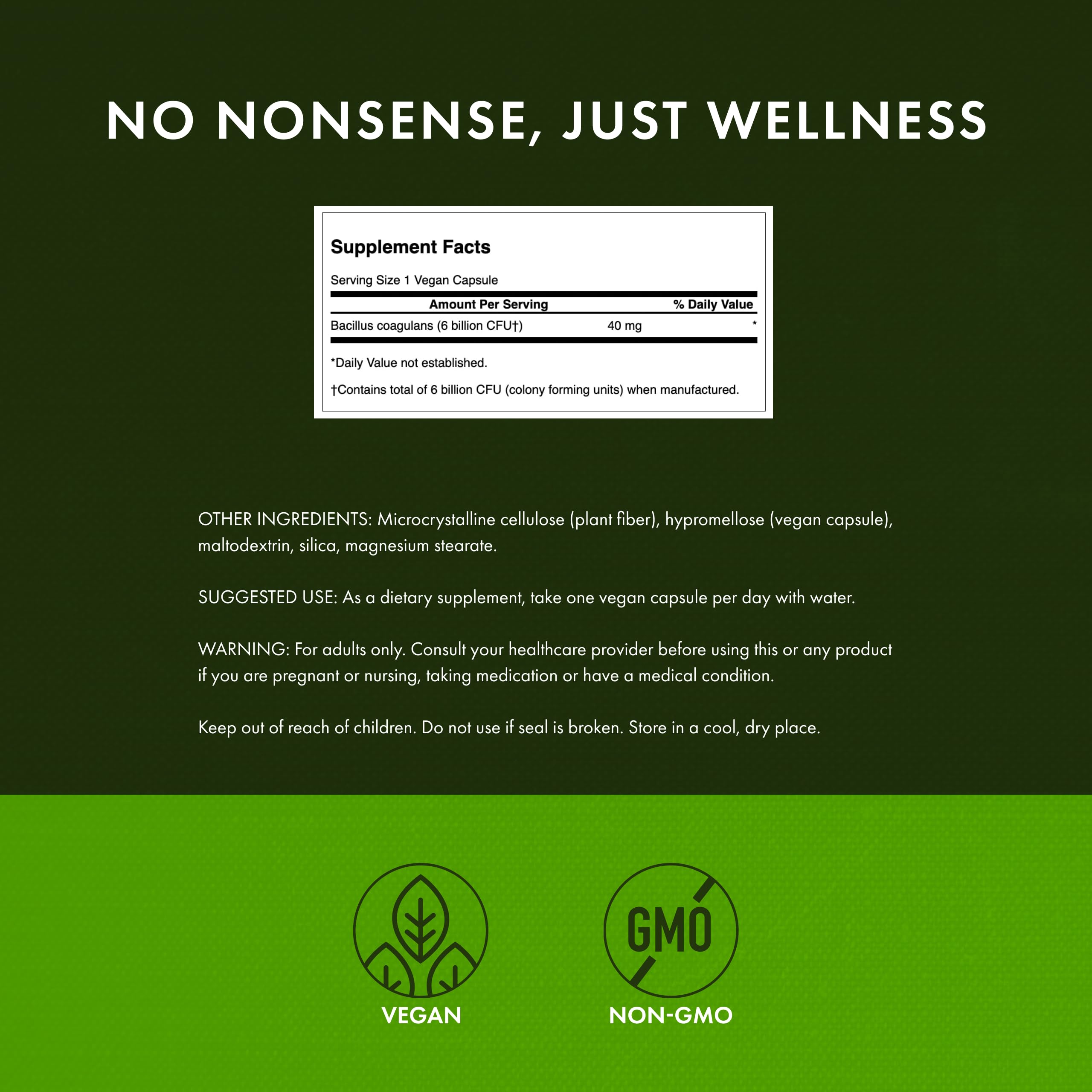 Swanson Bacillus Coagulans label detail highlighting acid-resistance feature
