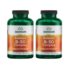 Swanson Balance B-50 Complex bottle-front displaying the broad B vitamin blend for daily energy
