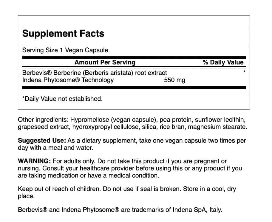 Swanson Berberine capsules close-up highlighting optimized absorption and daily support