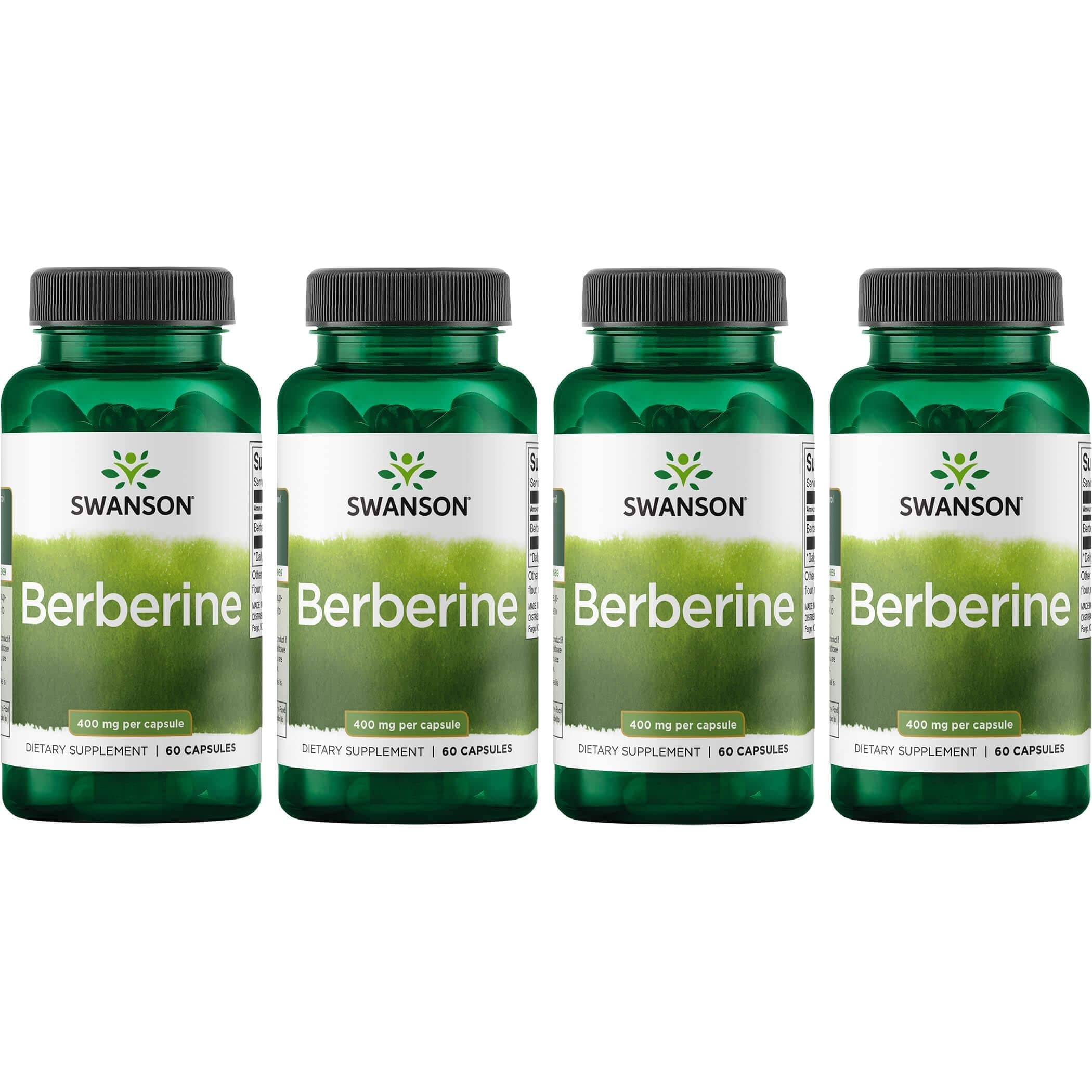 Swanson Berberine bottle label showing standardized Berberine HCl for metabolic support.