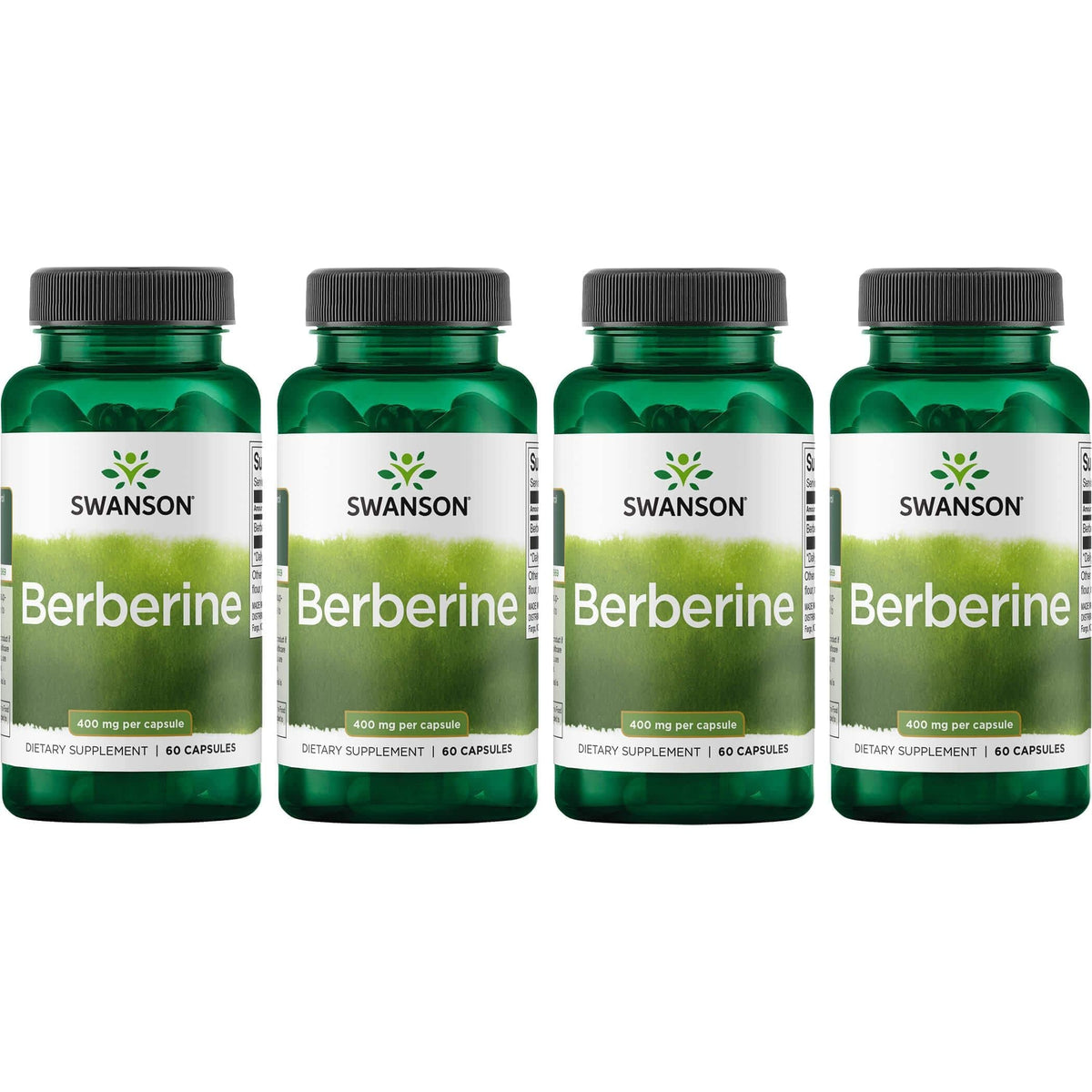 Swanson Berberine bottle label showing standardized Berberine HCl for metabolic support.