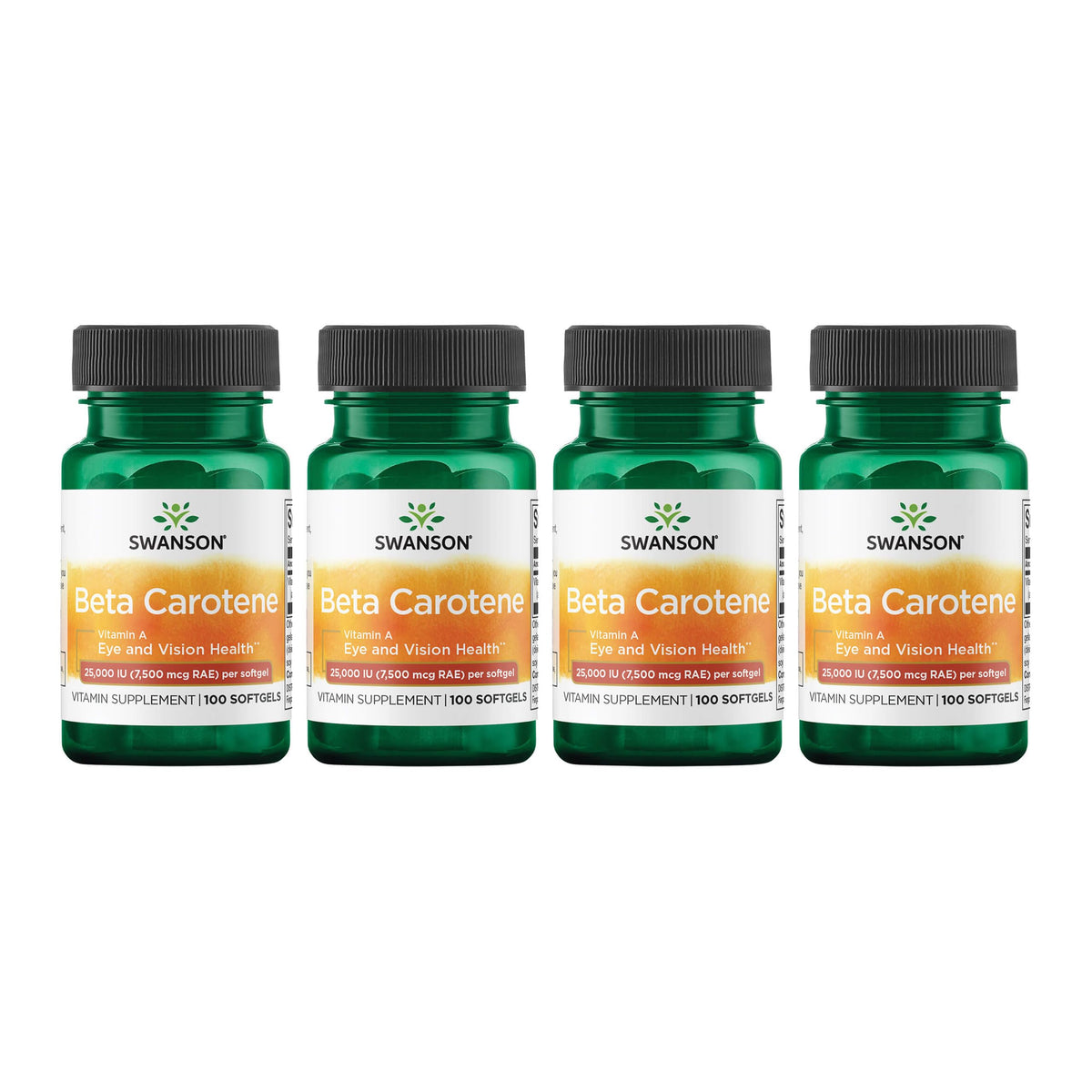 Swanson Beta-Carotene bottle front, packaging highlights eye health potential
