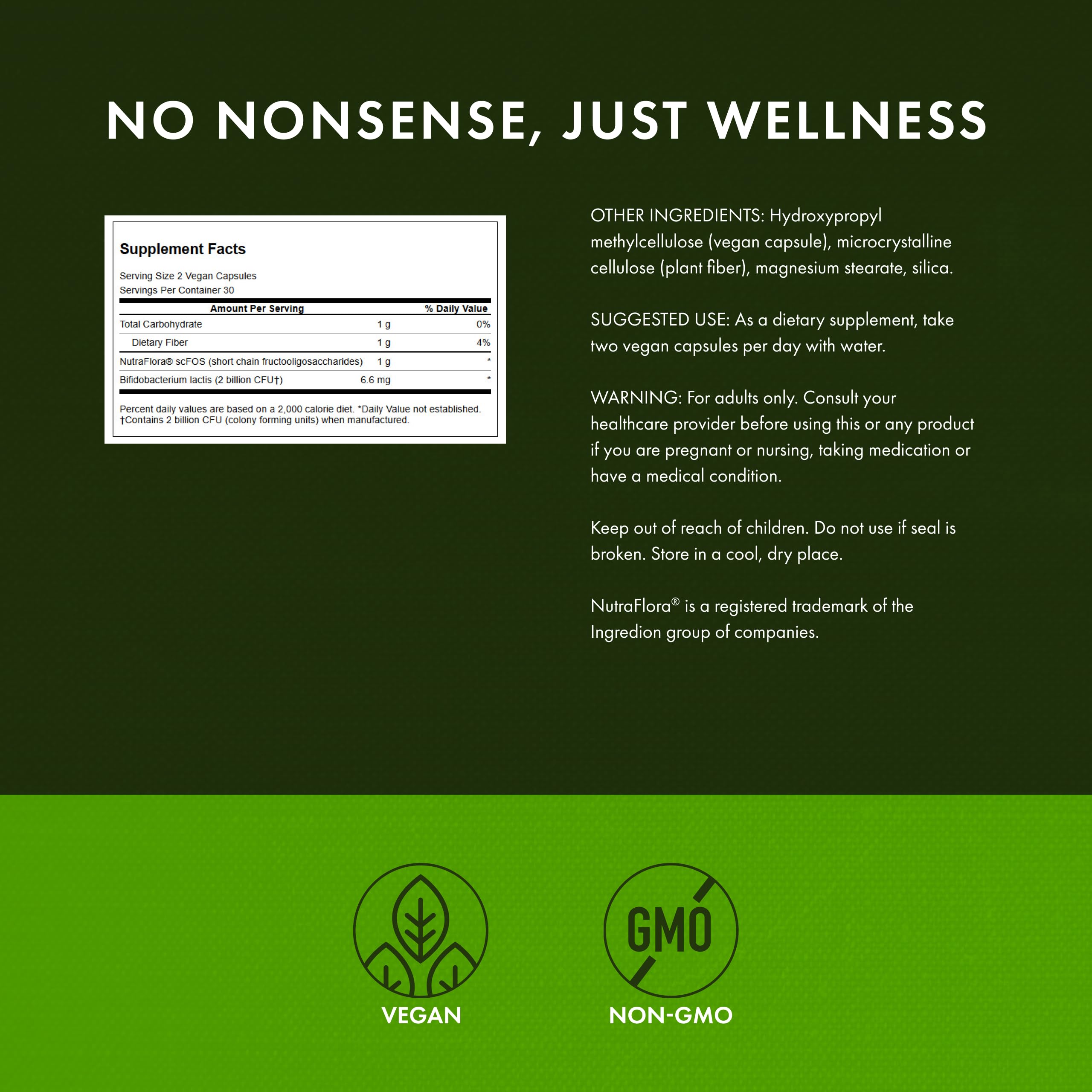 Swanson bottle label closeup highlights ingredient quality and 500 million CFU.