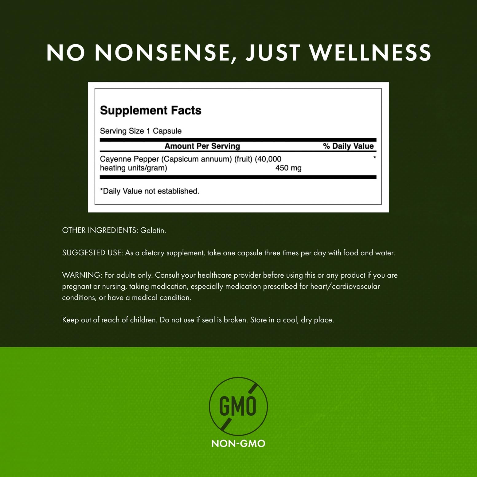 Swanson Cayenne capsules dosage guide image helps plan three daily servings with meals.