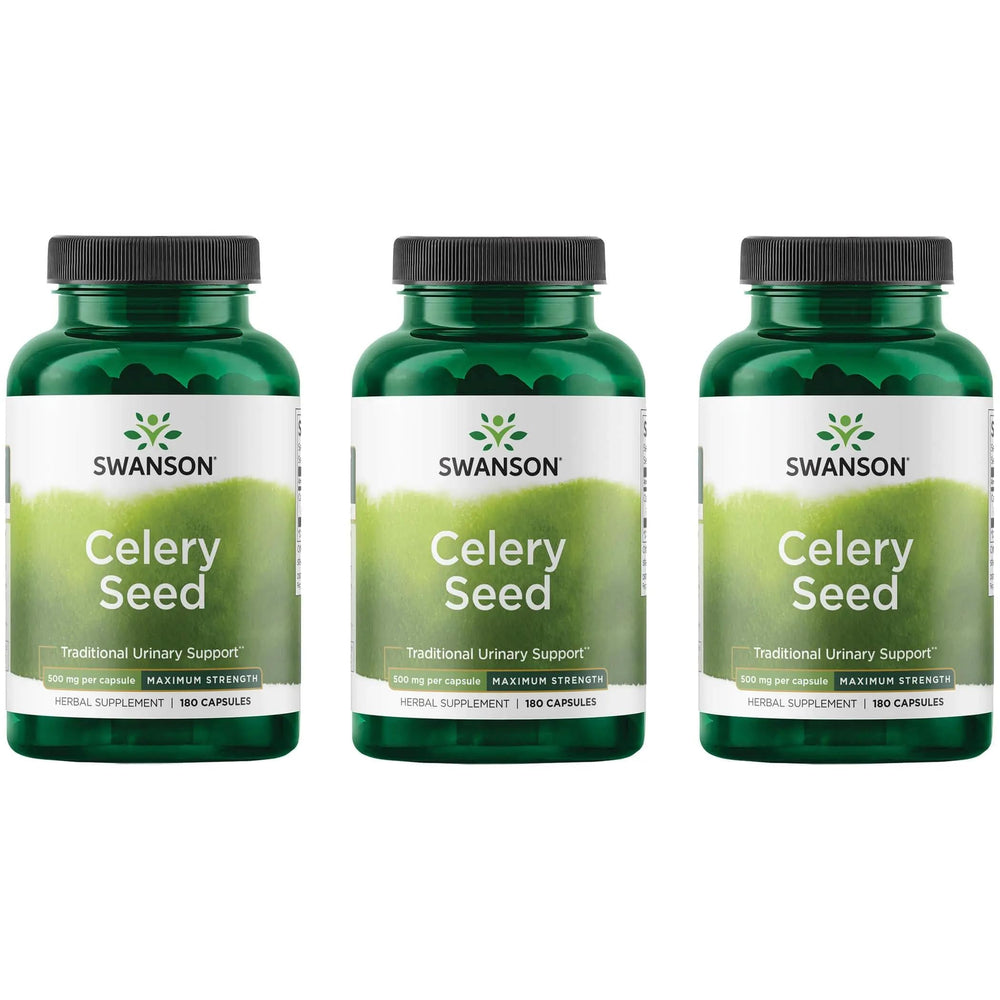 Swanson Celery Seed Maximum Strength bottle front view for easy daily wellness.