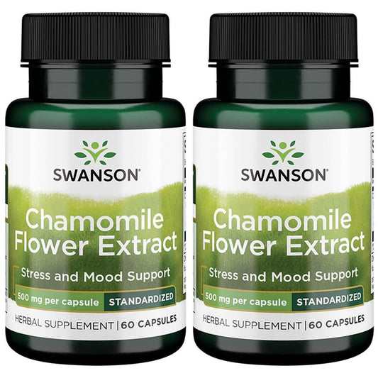 Swanson Chamomile Flower Extract bottle supports a calming routine.