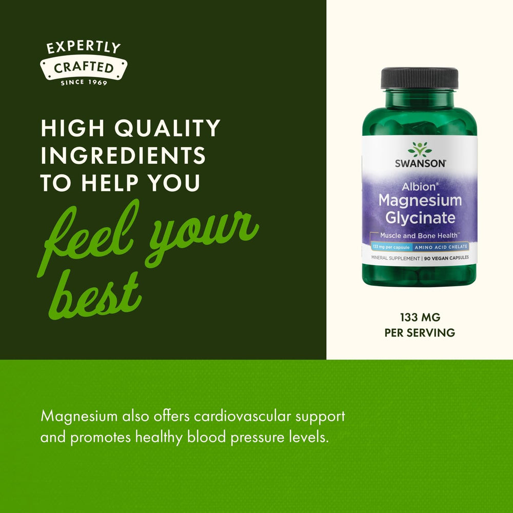 Swanson Chelated Magnesium bottle top view on clean surface