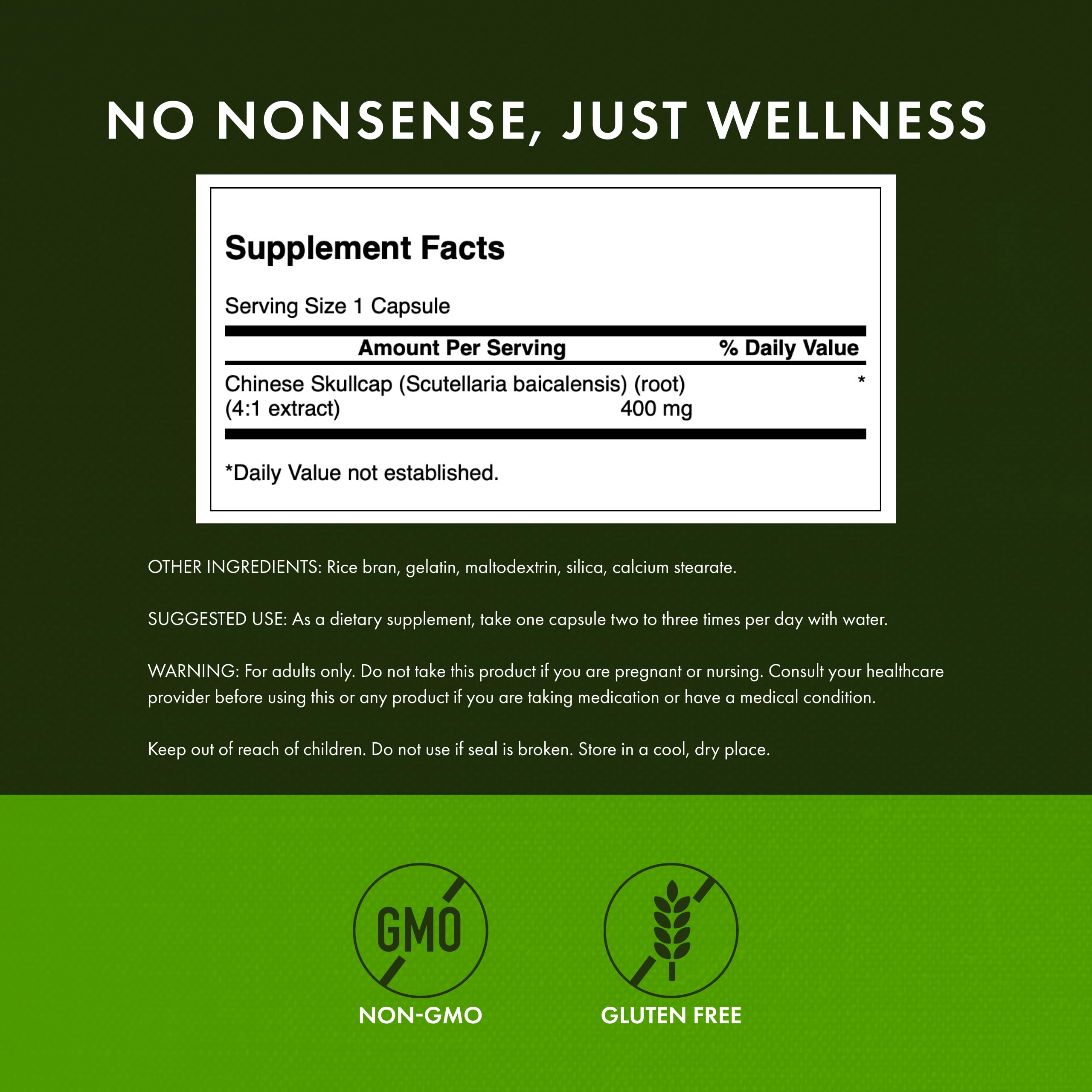 Swanson Chinese Skullcap 4-pack box highlighting value and routine consistency.