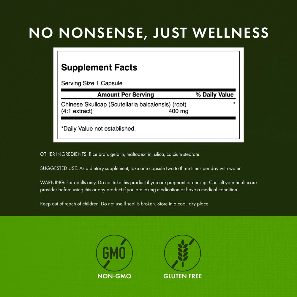 Swanson Chinese Skullcap 4-pack box highlighting value and routine consistency.