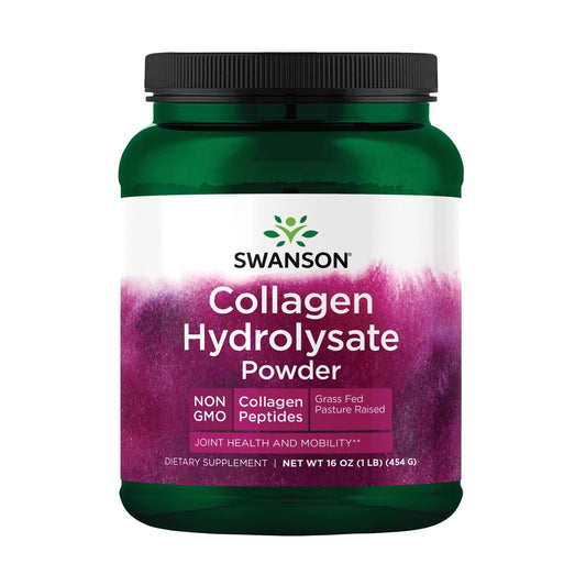 Swanson Collagen Hydrolysate Powder bottle for daily collagen intake.