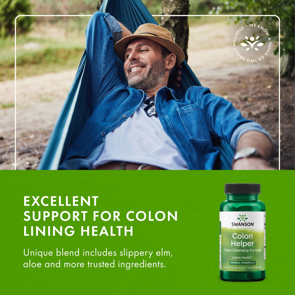 Swanson Colon Helper capsules up close showing size and accessibility.