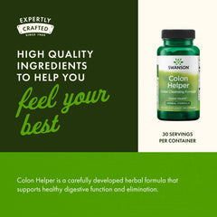 Swanson Colon Helper label detail emphasizes GMP quality and purity.