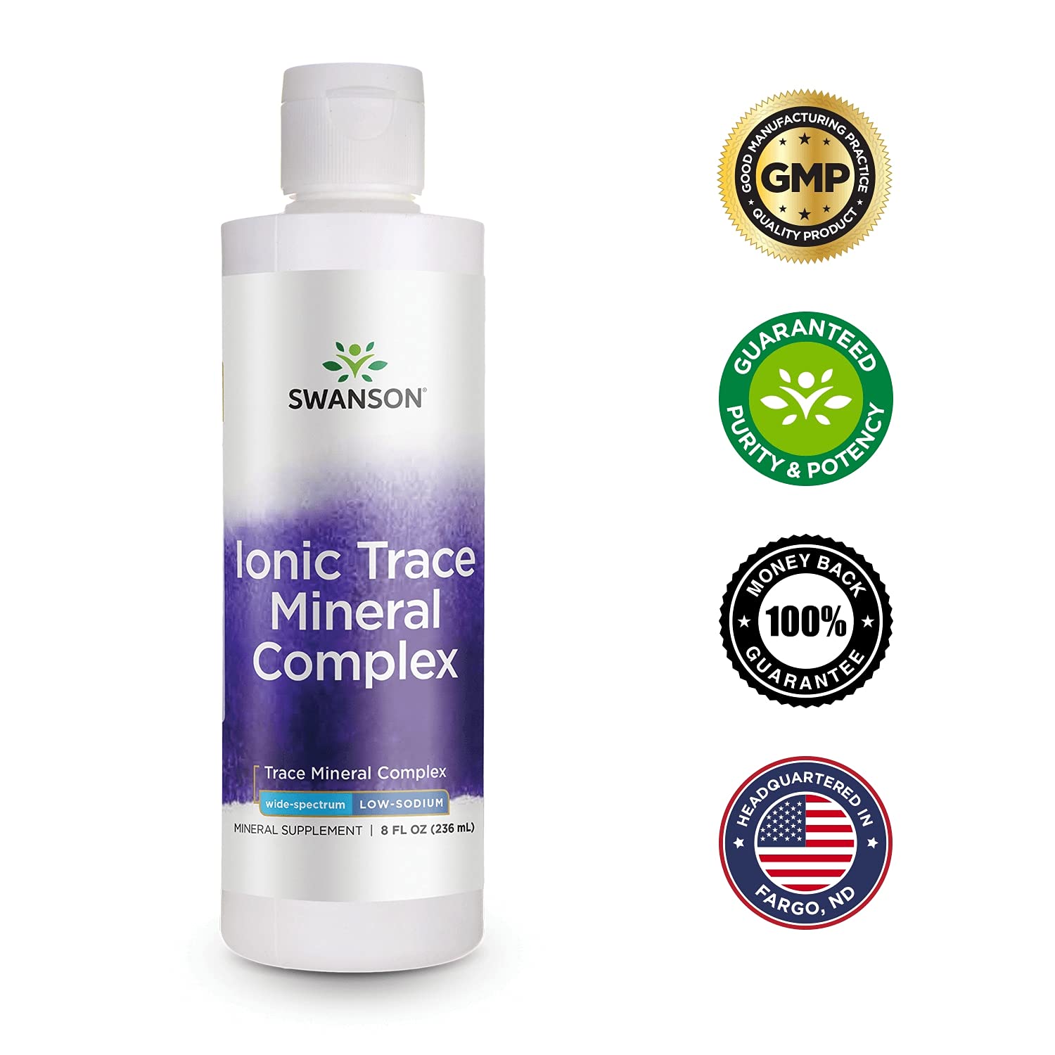 Swanson Concentrace packaging featuring vegan, kosher, and non-GMO icons.