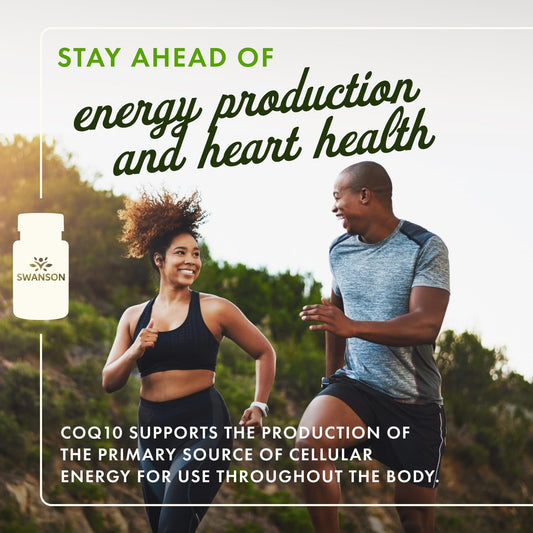 Close-up of Swanson CoQ10 capsules for easy daily use.