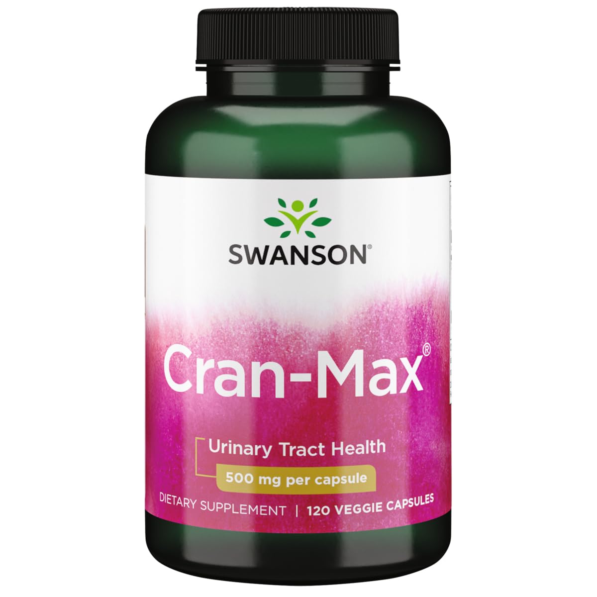Swanson Cran-Max bottle label showing 500 mg capsules for urinary health